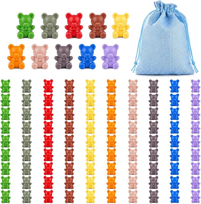 XINHUIDALSQ Rainbow Counting Bears Set of 100, 10 Colors Sorting Teddy Plastic Bears Math Manipulatives for Toddlers, 1 Inch Bear Conters Ages 3+ Kids by XINHUIDALSQ