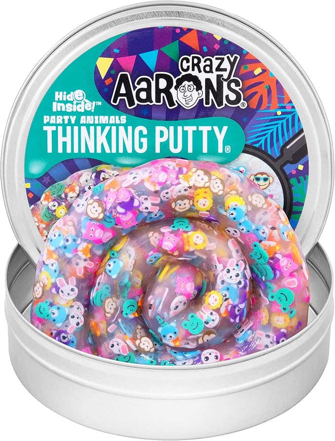 Crazy Aaron's Thinking Putty® - Party Animals - Hide Inside Sensory Putty for Kids and Grown ups in a 4" Tin - Creative and Endless Fun, Stress Relief Therapy Toys, Never Dries Out - Made in USA