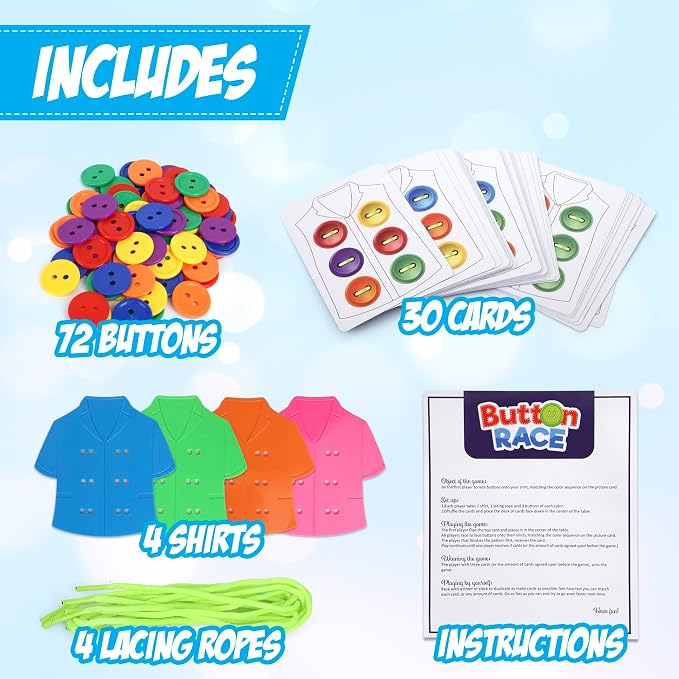 Point Games Lacing Cards Sequence Game - Threading. Sewing, Button Lace Occupational Therapy Toy, Boys & Girls Fine Motor Toys, Educational Preschool Games for Kids Ages 4+ - Image 2