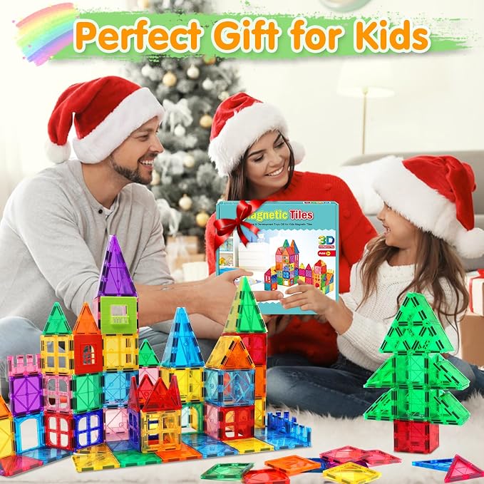 NVHH 100PCS Magnetic Tiles Blocks for Kids Ages 3-5 4-8 STEM Learning Toys - Image 5