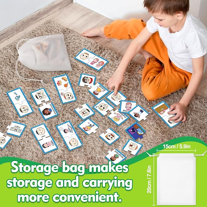 Kasfalci Feelings & Emotions Puzzle Cards, 40 PCS Feelings Chart Toys for Kids,Social Emotional Learning Activities,Speech Therapy Games,Autism Learning Materials,Calm Down Corner Supplies - Image 6