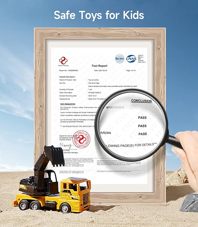 Geyiie Large Construction Trucks Toy Set, Construction Vehicles for Kids, 7 PCS Pull Back Engineering Cars with Excavator, Bulldozer, Dump, Cement Mixer, STEM Sand Toys Gifts for Boys Girls