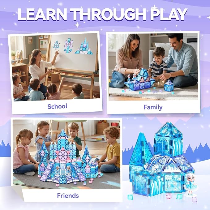 VigorFun Princess Castle Magnetic Tiles Building Toys Set for Kids Ages 4-8 - Image 7