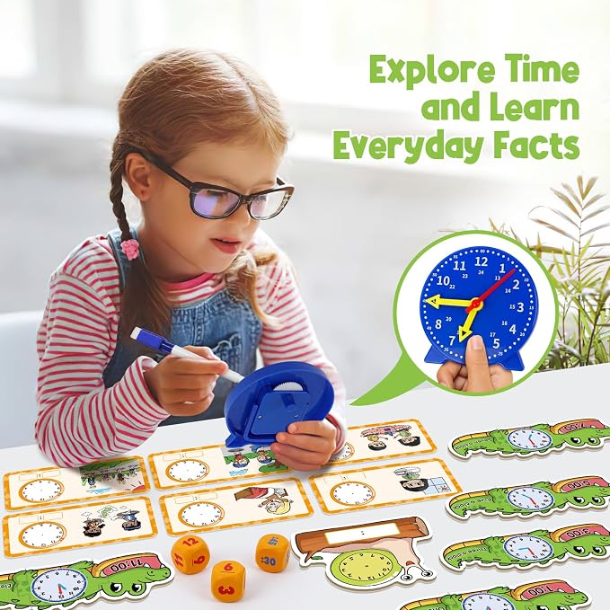 Edulok Toddler Learning Clock, Telling Time Teaching Clock for Kids, Math Manipulatives, Math Puzzle Games, Kindergarten Educational Sensory Toys, Preschool Learning Activities, Homeschool Supplies - Image 2