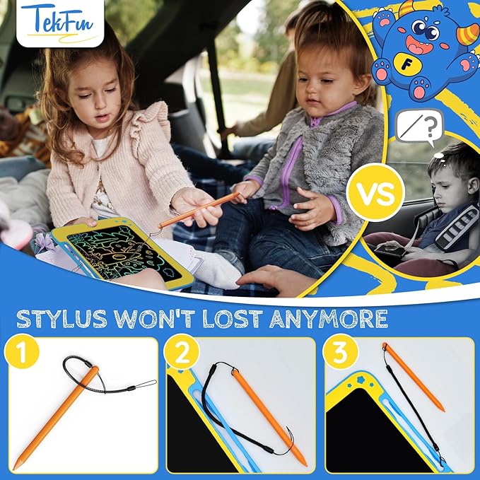 TEKFUN Toddler Kids Toys Gifts - 8.5 Inch LCD Writing Tablet Kids Doodle Board with Stickers Colorful Drawing Tablet, Kid Birthday Christmas Gifts Toys for 3 4 5 6 Years Old Boy Girl (Green)