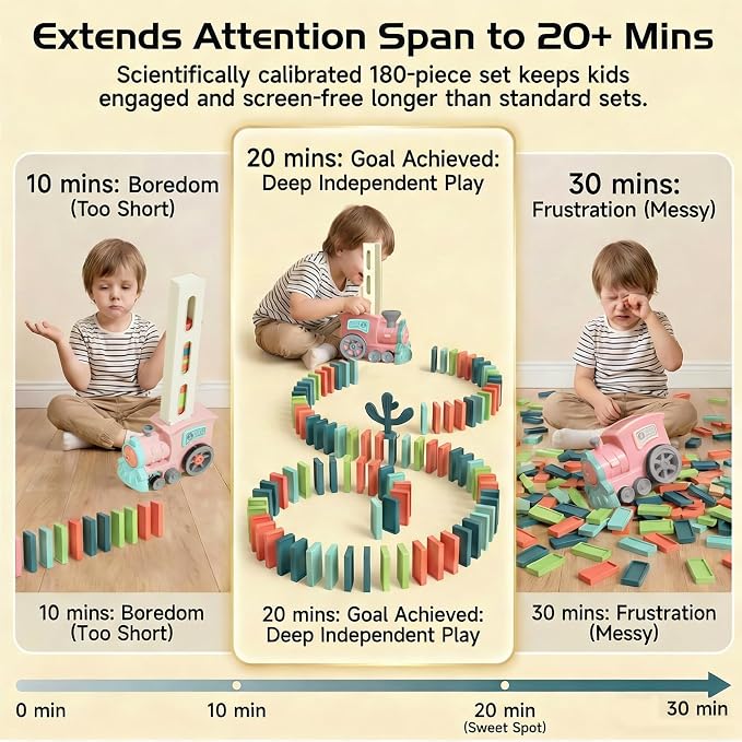 Domino Train Toys for Girls 3+ Year Old: Kids Stacking Dominoes Games - Montessori Toy Toddler 3-5 Boys ages 4-8 - Interactive Autism Fine Motor Activities Birthday Gift Stocking Stuffer 4 5 6 Yr Olds - Image 2