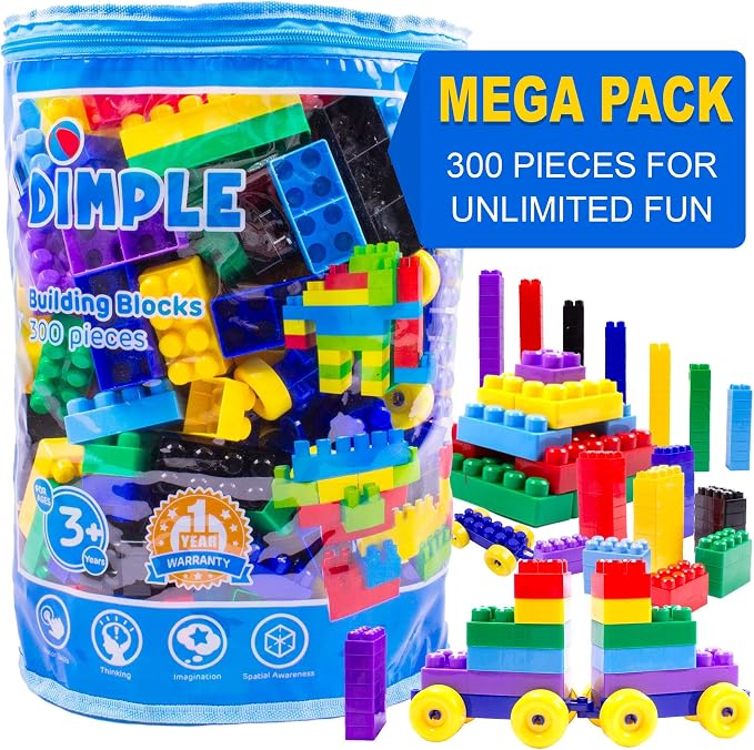 Dimple Large Blocks for Toddlers/Kids Stackable, Multi-Colored, Interlocking Toys Safe, Non-Toxic Plastic Bright Colors, Waterproof Boys and Girls Age 3 + (1200 Pieces) - Image 2