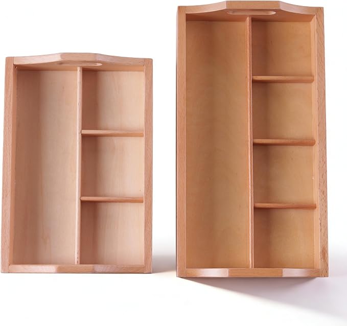 Montessori Preschool Toys for Kids 3+ - Practical Life Skills Set with Wooden Tools, Dressing Frames & Cleaning Kit - Educational Learning Materials for Toddlers (4 Compartment Sorting Tray) by PENEPICO-SIMPLELIFE