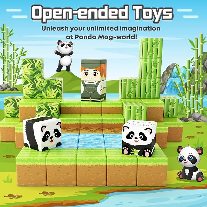 Magnetic Blocks-Build Mine Magnet World Panda Edition STEM Toys for Kids 3+ - Image 5