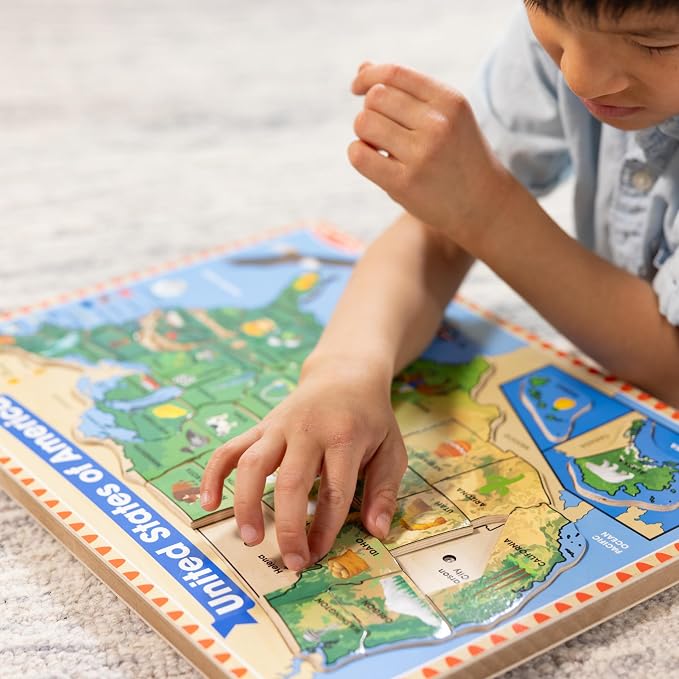 Melissa & Doug USA Map Sound Puzzle - Wooden Puzzle with Sound Effects (40 pcs) - Image 3