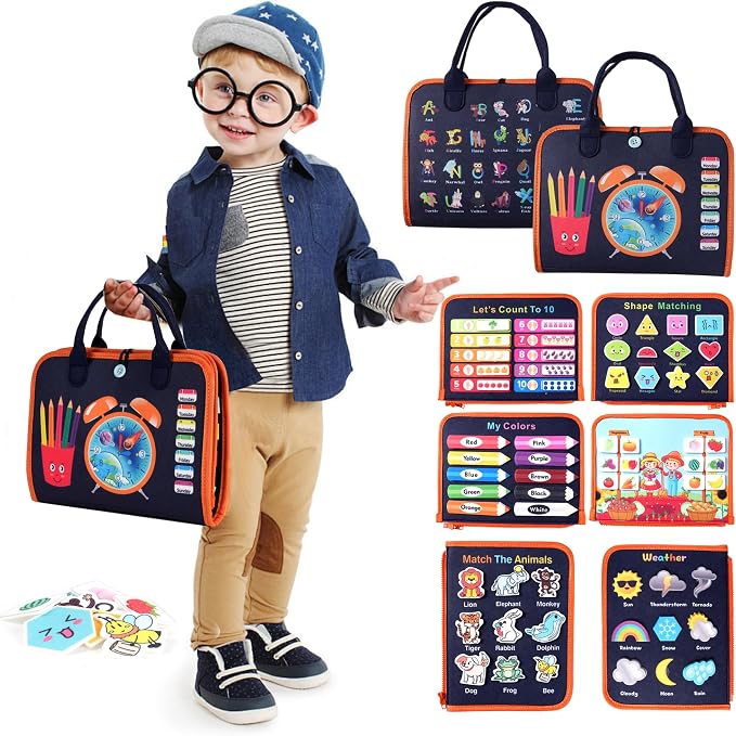 Teefrye Toddlers Busy Board Montessori Toys for Boy Learning Activity Book - Image 9