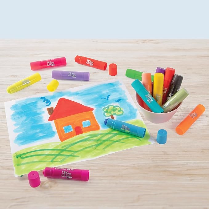 Idiy Tempera Paint Sticks (12 pack Vibrant Colors)-For Classroom Back to School Supplies, Summer Arts & Crafts Projects, Draw & Paint on Wood, Paper, Ceramic, Canvas! Quick Dry, Non-Toxic, Mess Free