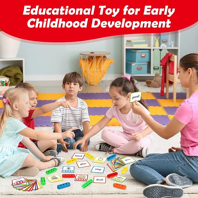Aizweb CVCC & CCVC Word Game,Phonics Games Flash Cards for Preschool Kindergarten Classroom Supplies,Special Education Reading Manipulative Montessori Spelling Toy for Learning Activity Teacher School - Image 5