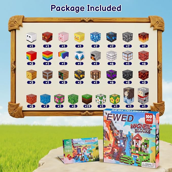 100PCS Magnetic Blocks, Magnetic Building Blocks Cubes Tiles for Kid - Image 4