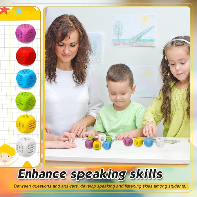 Hanaive 12 Pcs Learning Conversation Cubes,Wood - Image 6