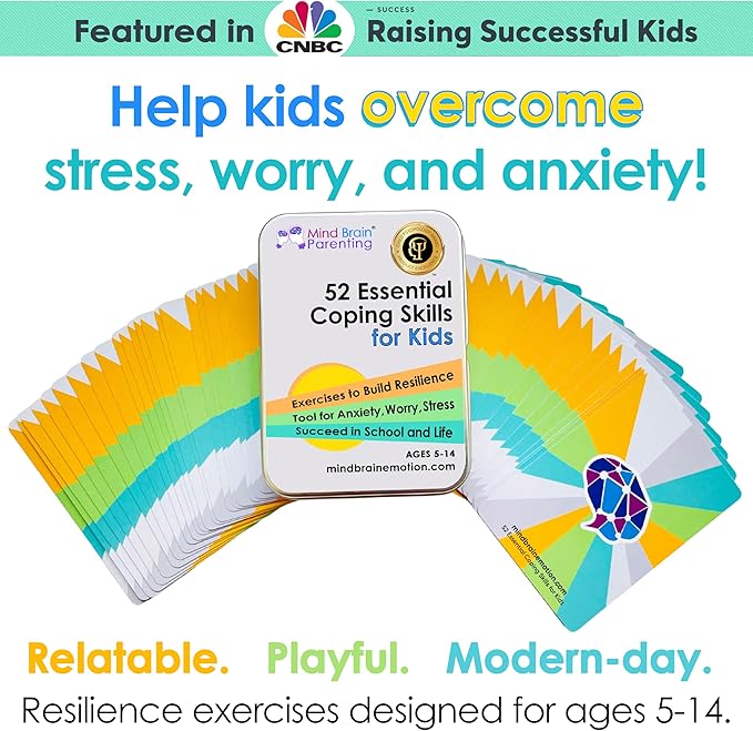 Mind Brain Emotion 52 Essential Coping Skills for Kids + Free Online Learning Library: CBT Calm Down Cards for Anxiety, Anger & Big Feelings - Emotional Regulation SEL Therapy Game, Ages 5-14 - Image 2