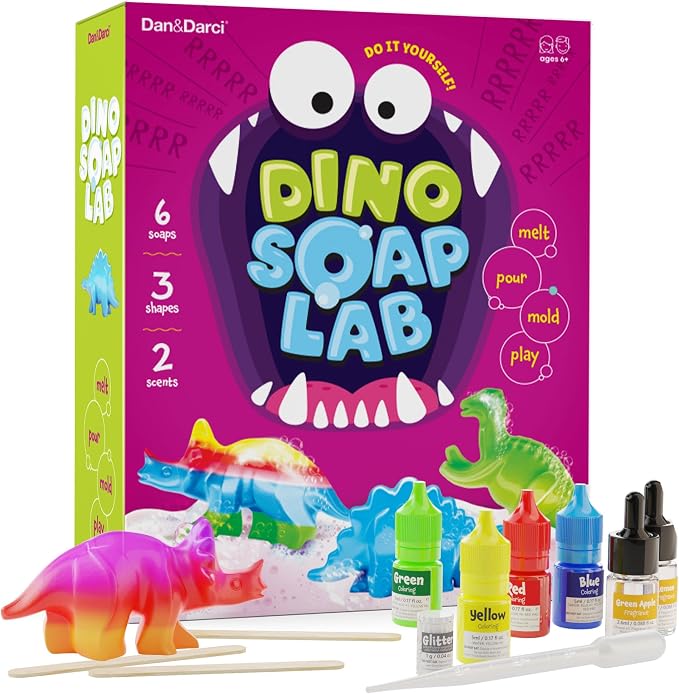 Dino Soap Making Kit For Kids - Dinosaur Science Toys Kits - DIY Craft Kit by Dan%26Darci