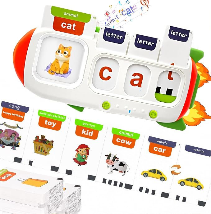 CVC Word Spelling Game for Kids Ages 3-7, Talking Flash Cards with Alphabet Card Reader, 107 Sight Words, Letter Matching and Spell-Check Practice, Preschool Kindergarten Learning Toy Gift by Unknown
