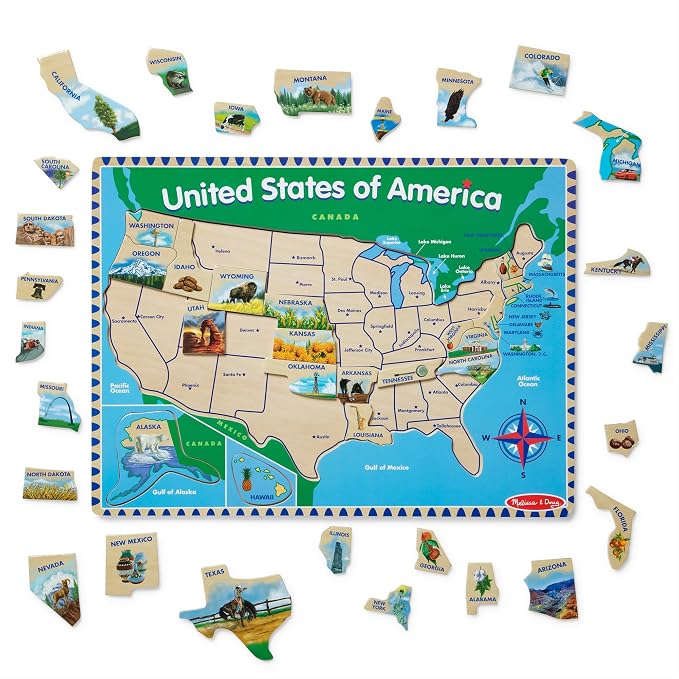 Melissa & Doug USA Map Wooden Puzzle (45 pcs) - Image 4