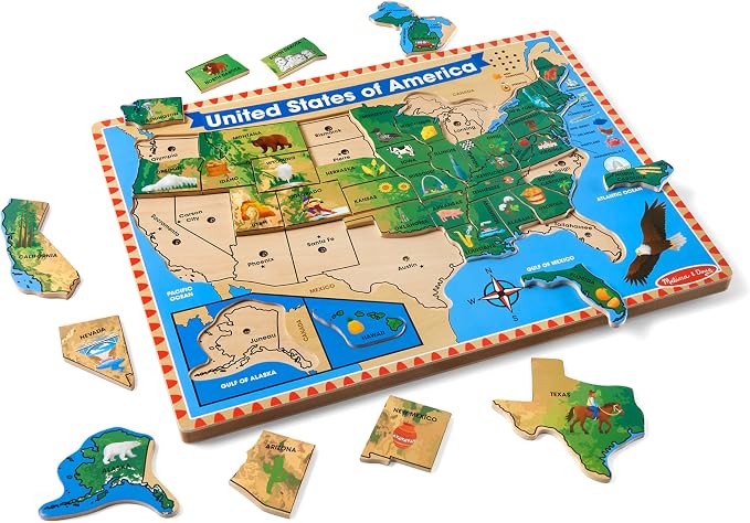 Melissa & Doug USA Map Sound Puzzle - Wooden Puzzle with Sound Effects (40 pcs) - Image 4