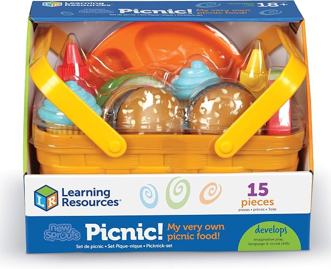 Learning Resources New Sprouts Picnic Set - 15 Pieces, Ages 18+ months Pretend Play Food for Toddlers, Preschool Learning Toys, Kitchen Play Toys for Kids - Image 7