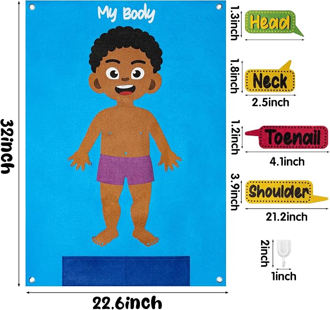 WATINC Body Parts Felt Story Board Set - 35Pcs Flannel Teaching Kit (Brown) - Image 2