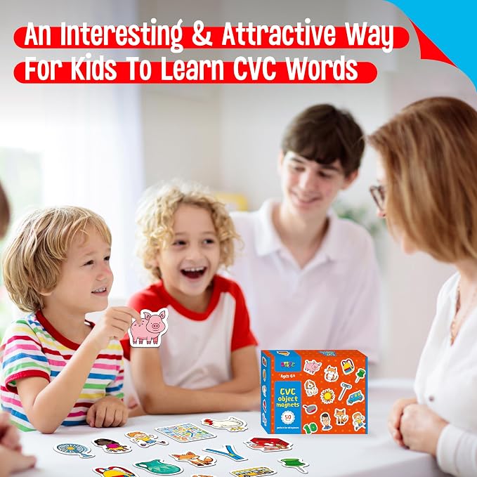 50 PCS CVC Object Magnets, Magnetic Thickened CVC Fridge Magnets Adorable Educational Learning Toys for Preschooler, Kindergarteners, Kids 4+ - Image 5