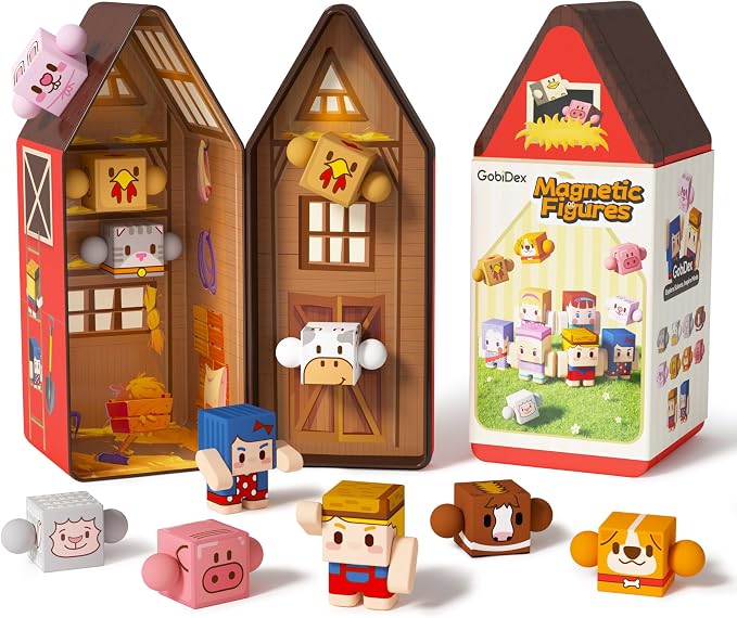GobiDex Magnetic Travel Toys Farm Figures Set in a Portable Tin for Kids 3+ by GobiDex