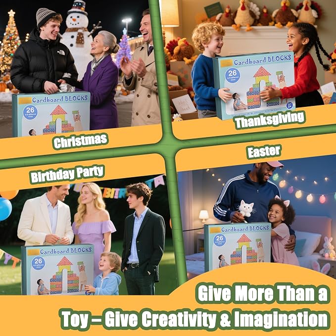 26-Pack Cardboard Building Blocks for Kids: Heavy-Duty Jumbo Stacking Gifts - Image 10