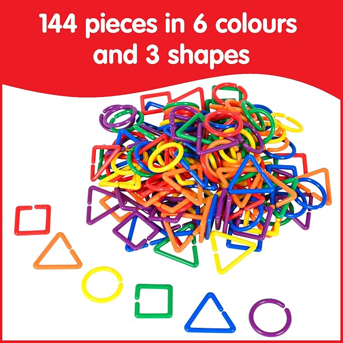 edxeducation Geo Links, Mini Jar, Set of 144, Linking Shapes, 6 Colors - Image 3