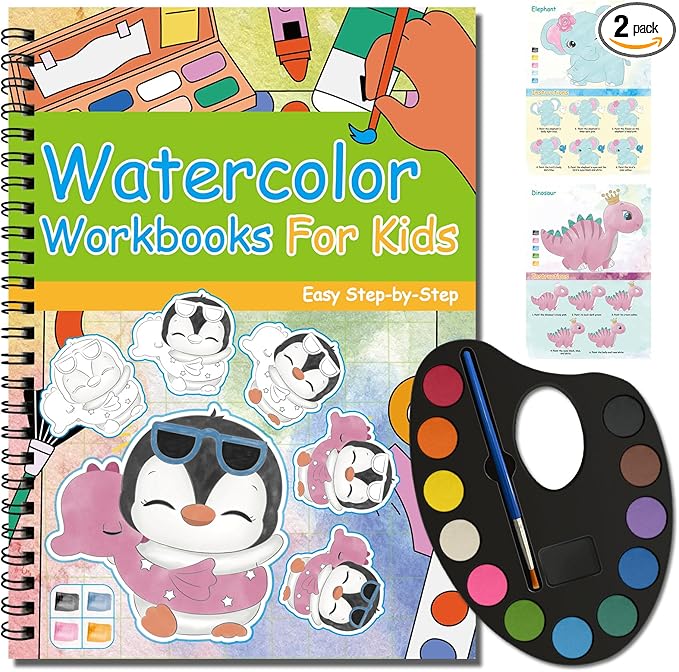 Paint with Water Books for Kids Ages 2-4 4-8, Watercolor Coloring Book for Kids, Toddlers Watercolor Painting Book, Water Color Paint Set for Kindergarten Art Craft Drawing Gift