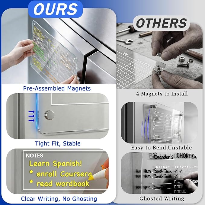 PigPotParty Acrylic Magnetic Chore Chart for Adults, 12x9.5 in Fridge Board - Image 7