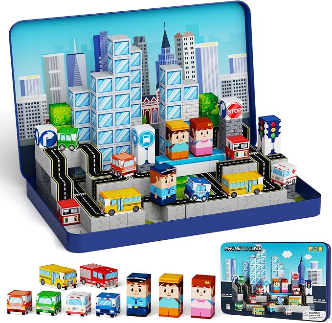 Strong Magnetic Travel Blocks：Great for on-the-go Play Ages 3-8 by Unknown