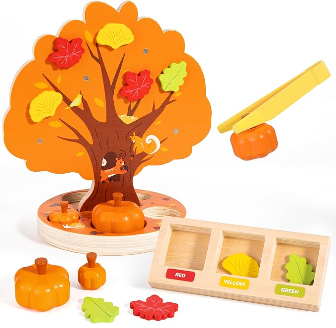 Pumpkin Picking Magnetic Tree Toy, Montessori Toys for 3 4 5 6 Year Old Kid by Woodtoe