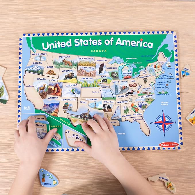 Melissa & Doug USA Map Wooden Puzzle (45 pcs) - Image 8