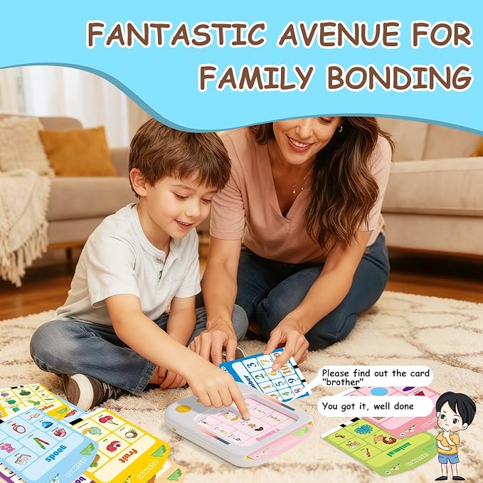 Interactive Educational Learning Tablet Toy for Kids,Screen-Free Phonics Learning Toy with 30 Flash Cards for Alphabets, Numbers, Words, Animals, Learn to Read for Boys Girls 3-5 Years Old, White - Image 3