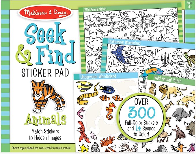 Melissa & Doug Seek & Find Sticker Pad – Animals, 400+ Stickers & 14 Scenes to Color, Search & Find Sticker Activity Pad for Coloring & Matching, Creative Learning Toys for Kids 4+ - FSC Certified by Unknown