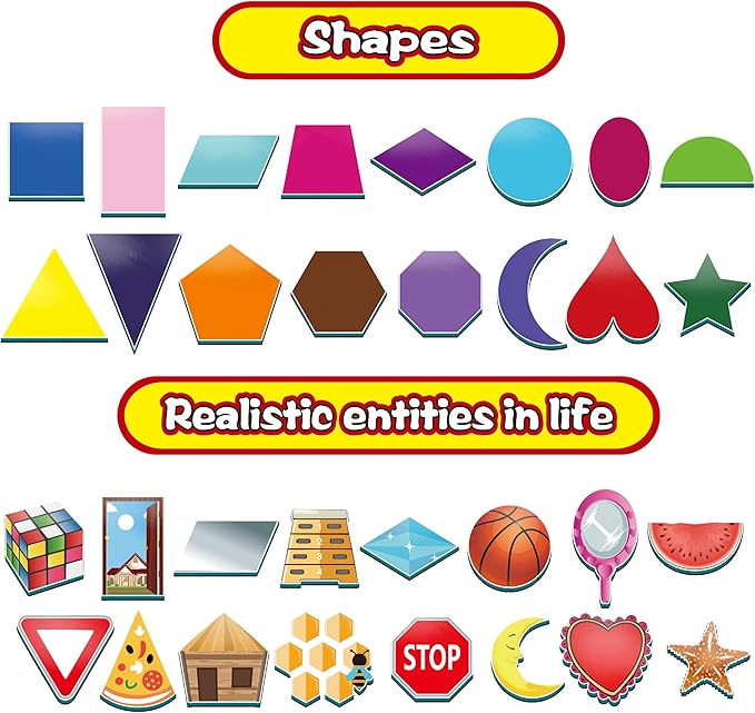 32 Shape and Color Magnets with Real World Objects for Comparison & Associative Memory, Perfect for Preschool Learning - Image 2