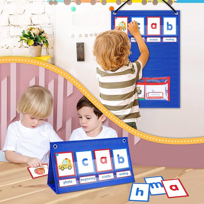 AKAYOK CVC Word Building Desktop Pocket Chart with 108 Phonics Flash Cards for Early Reading & Spelling | Alphabet Learning Tools for Preschool, Kindergarten, and Homeschooling - Image 5