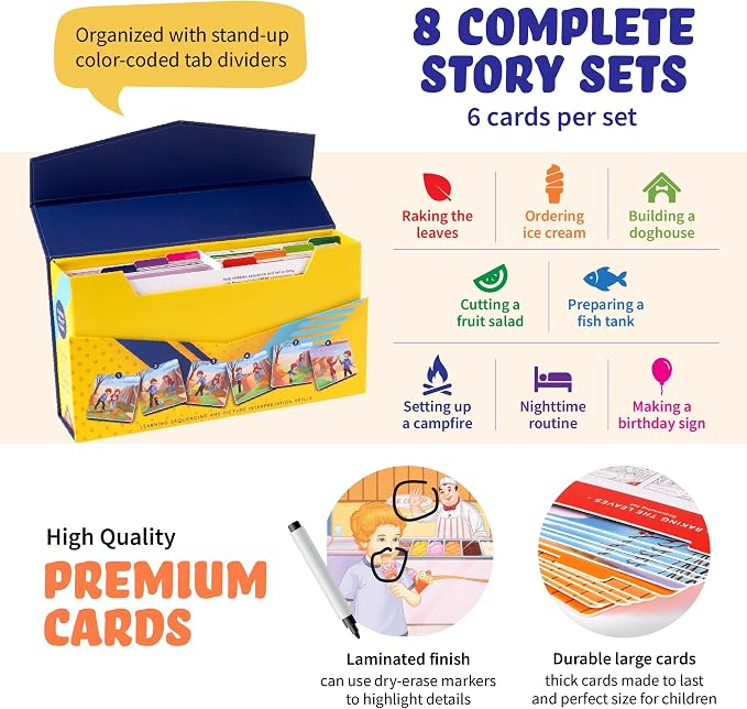 Sequencing Cards, Picture Cards, Storytelling Cards, Speech Therapy Materials, Home School Supplies, ESL, ELL, Social Skills, Combo Set - Image 3