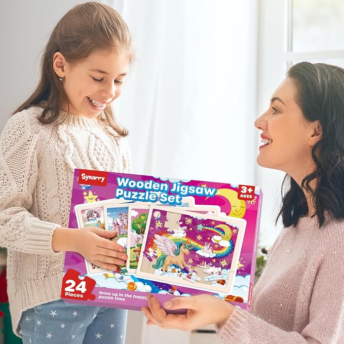 SYNARRY Large Unicorn Princess Fairy Wooden Puzzles for Kids Ages 4-6 - Image 7