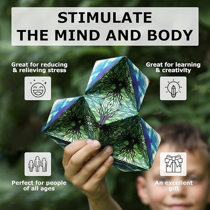 SHASHIBO Gift Box of 4- The Shape Shifting Box (36 Rare Earth Magnets) STEM/STEAM Fidget Geometric 3D Magnetic Transforming Magnetic Box Magic Cube