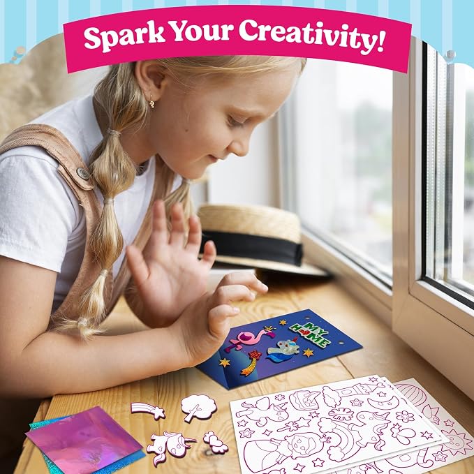 Funcils Foil Art Craft Kit - Unicorn & Princess Sticker Activity for Kids - Image 4