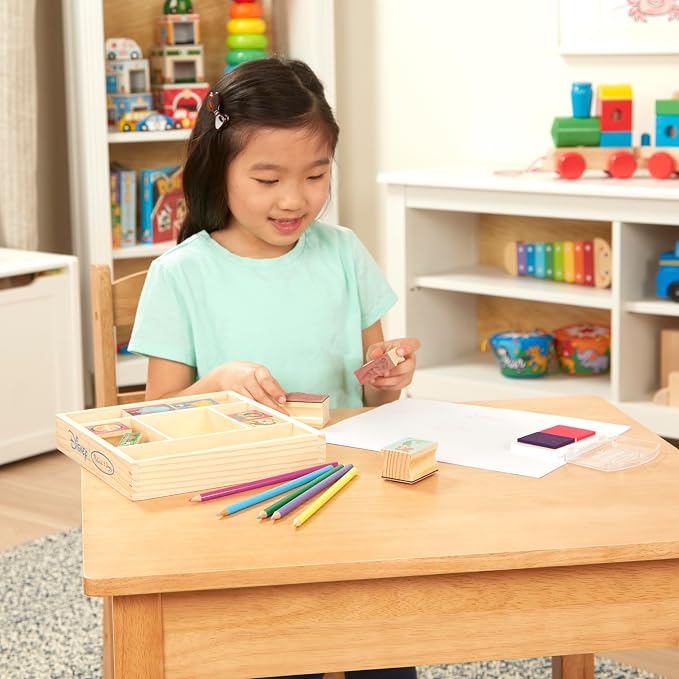 Melissa & Doug Disney Princess Wooden Stamp Set: 9 Stamps, 5 Colored Pencils, and 2-Color Stamp Pad Disney Princess Coloring, Stamps with Washable Ink, for Kids Ages 4+ - Image 7