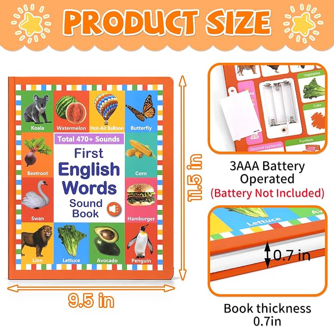 My First English Words Sound Book, 470+ Sounds, 21 Topics, Ages 2-5 - Image 7