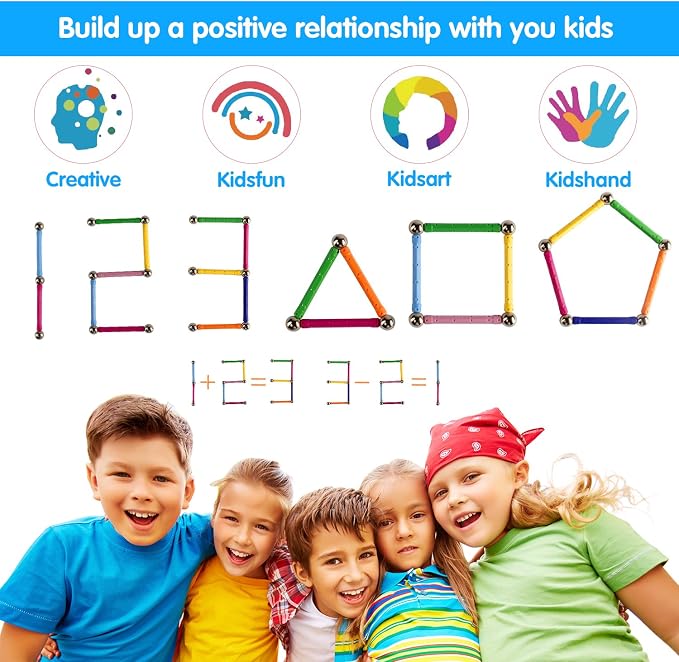 160 Pcs Magnet Building Sticks Kids Toys, Lengthen Magnetic Construction Building Blocks Set 3D Brain Training Learning Educational DIY STEM Toys - Image 6