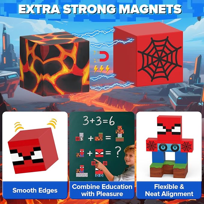 35PCS Magnetic Blocks Travel, STEM Educational Mini Magnetic Blocks with Portable Iron Box, Christmas Birthday Gifts for Boys & Girls Ages 3 4 5 6 7 8, Spider - Image 4