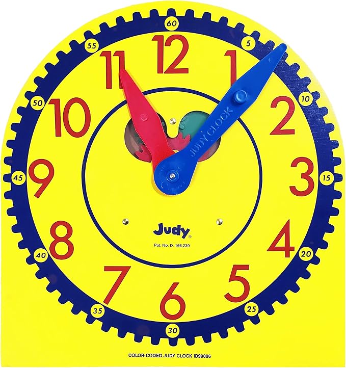 Carson Dellosa 13" x 12" Judy Clock, Learn to Tell Time with Color Coded Clock Hands, Analog Time Telling for Kids, Hands-On Learning Education Classroom and Homeschool Supplies by CarsonDellosaEducation