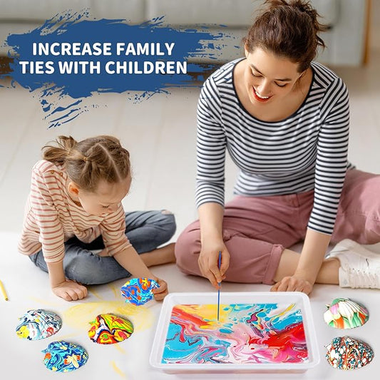 Water Marbling Paint for Kids, Arts and Crafts for Girls Boys, Marbling Paint Art Kit Art Supplies for Kids, Non-Toxic Creative Arts Crafts Kits Ideal Toys Gifts for Kids Toddlers Age 3-5 4-8 8-12