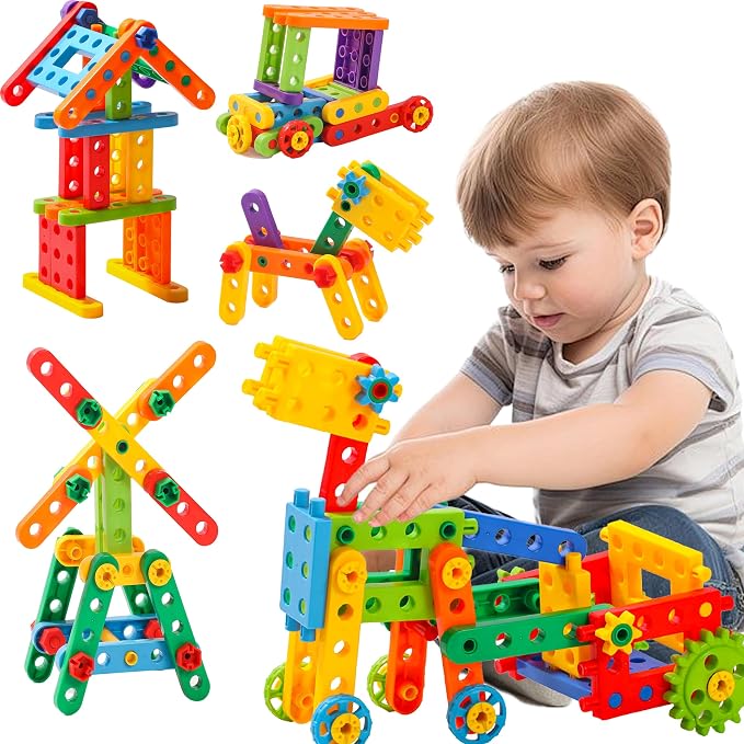 KUTOI Screw Building Blocks - 92 Pcs Kids Games - Sensory Construction Toy - STEM Toy for Preschool Learning Activities ， Perfect Educational Building Toys for Boys and Girls 3 Above by KUTOI